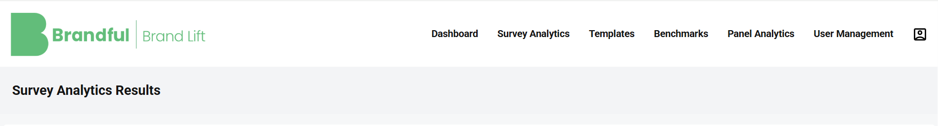 Interface Brandful Brand Lift com áreas de dashboard, análises e benchmarks.
